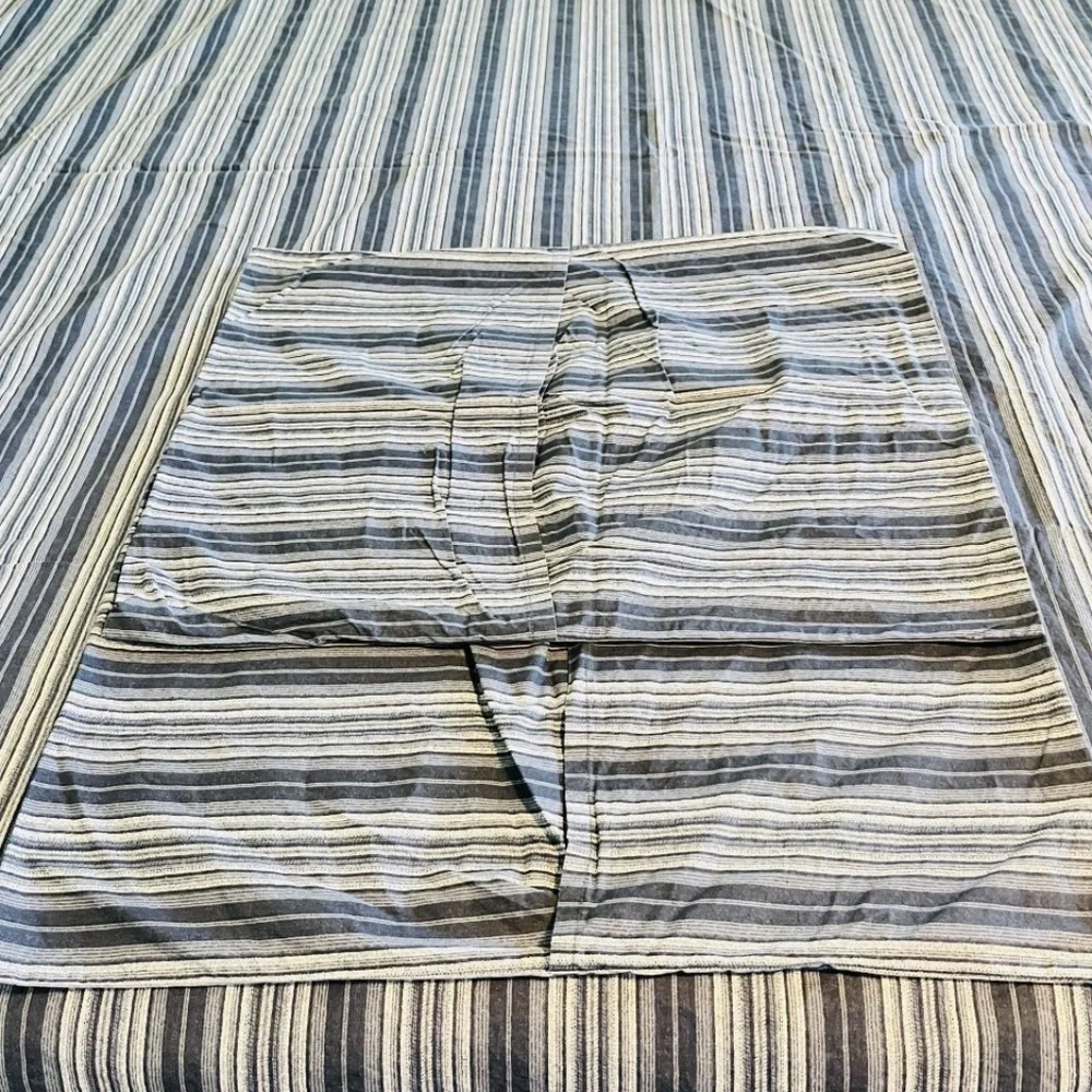 Pottery Barn Teen Railroad Stripe Full/Queen Duvet Cover + 2 Shams 100% Cotton
